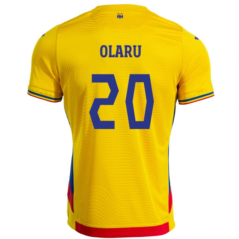 Danxen Mænd Rumænien Darius Olaru #20 Gul Hjemmebane Spillertrøjer 24-26 Trøje T-Shirt
