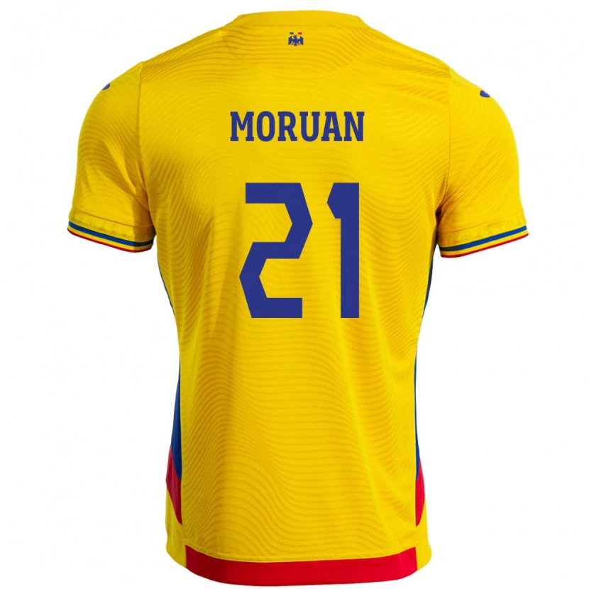 Danxen Mænd Rumænien Olimpiu Moruţan #21 Gul Hjemmebane Spillertrøjer 24-26 Trøje T-Shirt