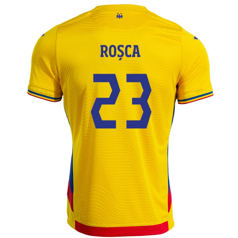 Danxen Mænd Rumænien Alexandru Roșca #23 Gul Hjemmebane Spillertrøjer 24-26 Trøje T-Shirt
