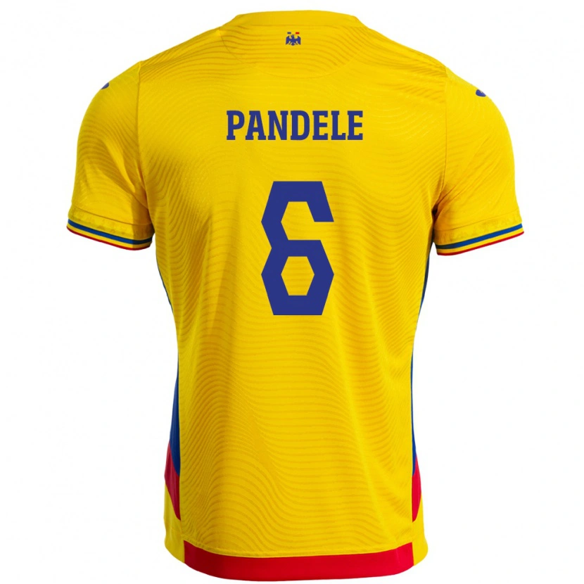 Danxen Mænd Rumænien Andrei Pandele #6 Gul Hjemmebane Spillertrøjer 24-26 Trøje T-Shirt