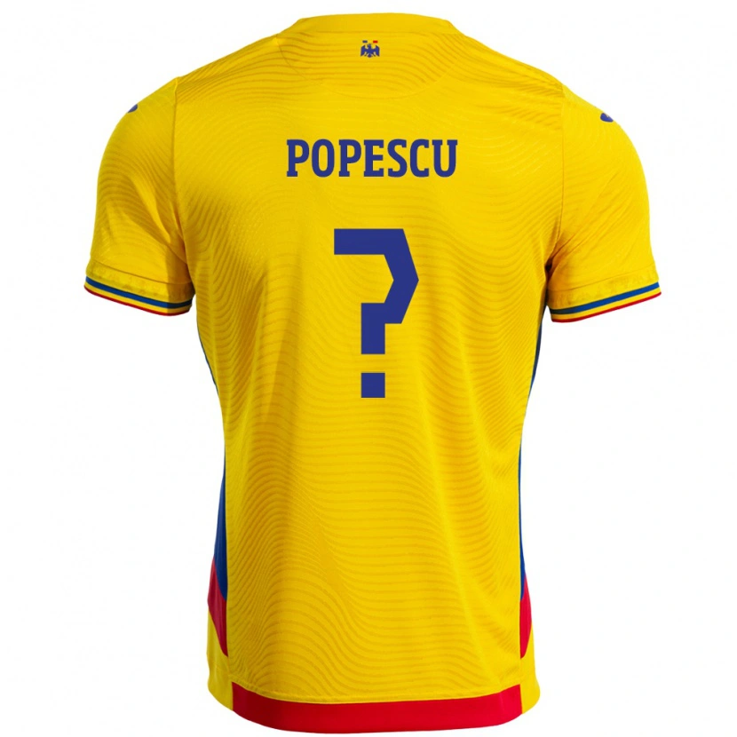 Danxen Mænd Rumænien Marco Popescu #0 Gul Hjemmebane Spillertrøjer 24-26 Trøje T-Shirt