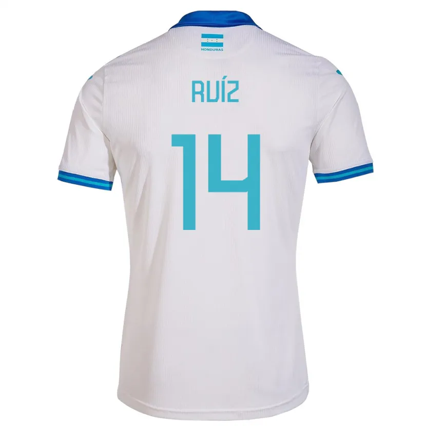 Danxen Mænd Honduras David Ruíz #14 Hvid Hjemmebane Spillertrøjer 24-26 Trøje T-Shirt
