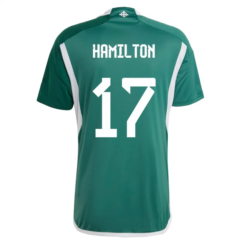 Danxen Mænd Nordirland Caragh Hamilton #17 Grøn Hjemmebane Spillertrøjer 24-26 Trøje T-Shirt