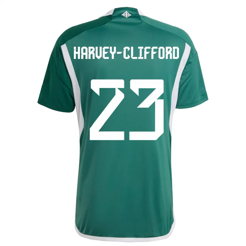 Danxen Mænd Nordirland Maddy Harvey-Clifford #23 Grøn Hjemmebane Spillertrøjer 24-26 Trøje T-Shirt