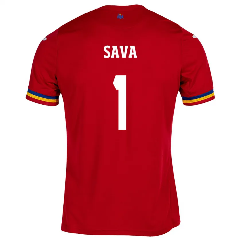 Danxen Mænd Rumænien Răzvan Sava #1 Rød Udebane Spillertrøjer 24-26 Trøje T-Shirt