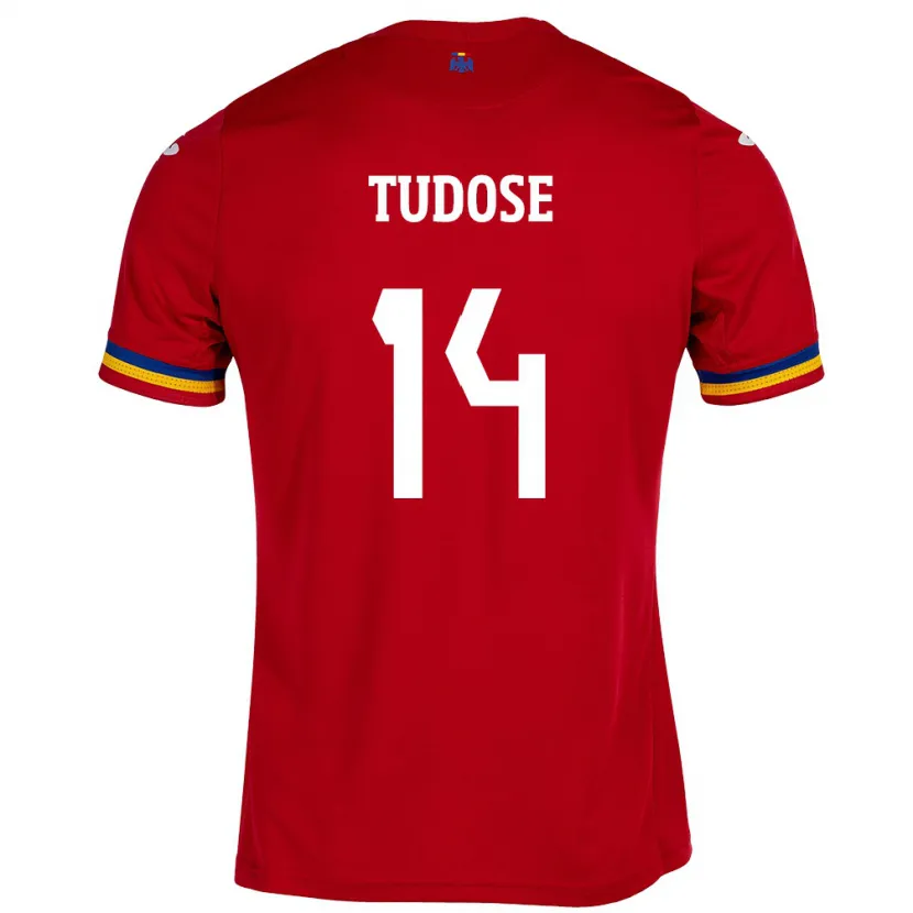 Danxen Mænd Rumænien Mario Tudose #14 Rød Udebane Spillertrøjer 24-26 Trøje T-Shirt