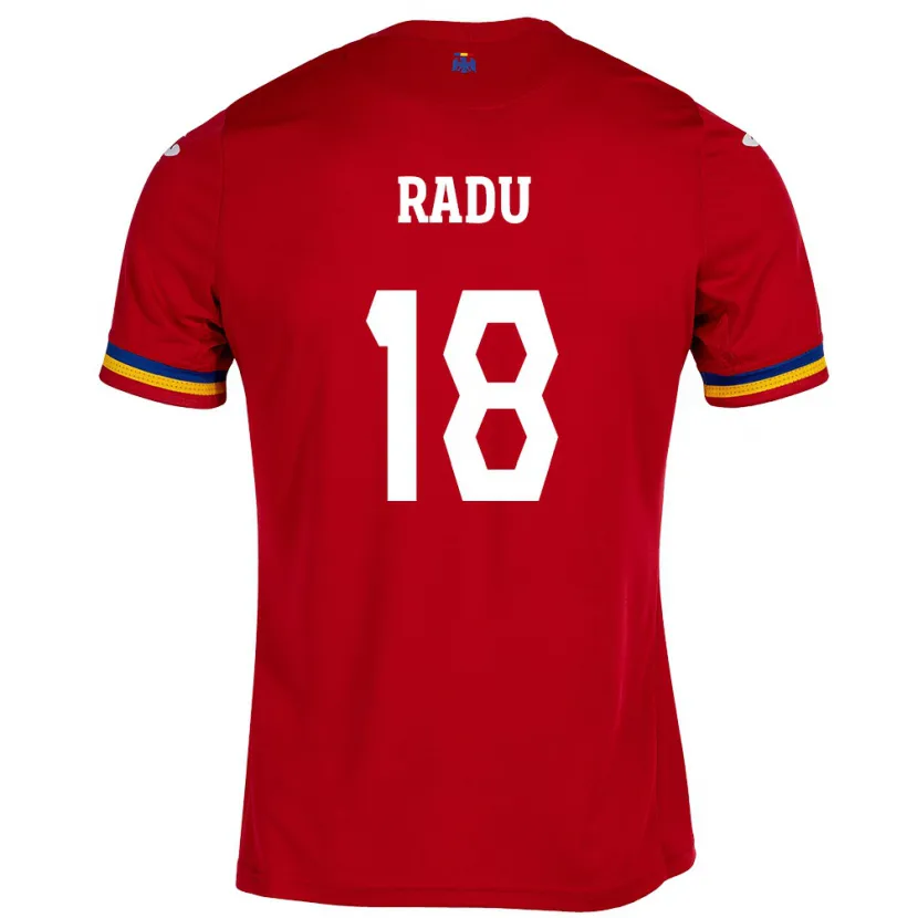 Danxen Mænd Rumænien Denis Radu #18 Rød Udebane Spillertrøjer 24-26 Trøje T-Shirt
