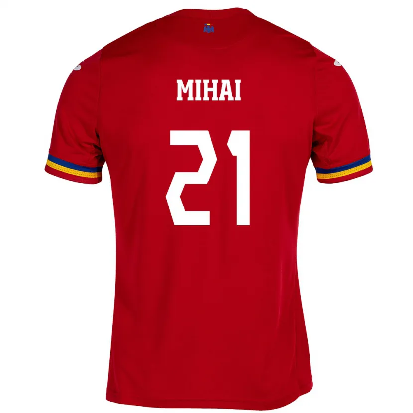 Danxen Mænd Rumænien Cristian Mihai #21 Rød Udebane Spillertrøjer 24-26 Trøje T-Shirt