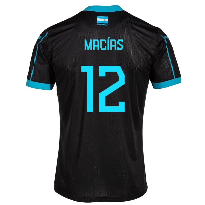 Danxen Mænd Honduras Owen Macías #12 Sort Udebane Spillertrøjer 24-26 Trøje T-Shirt