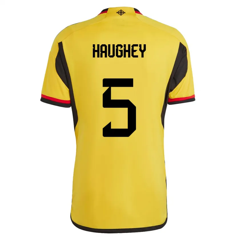 Danxen Mænd Nordirland Conor Haughey #5 Hvid Udebane Spillertrøjer 24-26 Trøje T-Shirt
