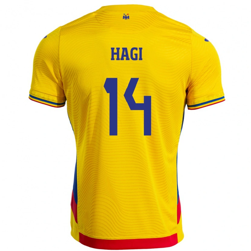Danxen Kvinder Rumænien Ianis Hagi #14 Gul Hjemmebane Spillertrøjer 24-26 Trøje T-Shirt