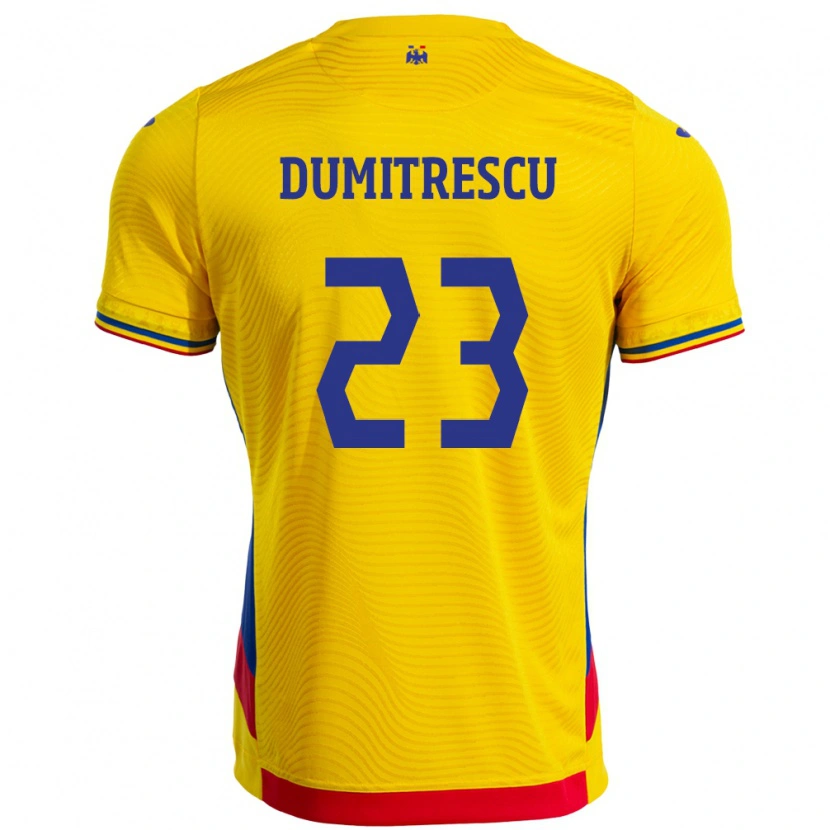 Danxen Kvinder Rumænien Andres Dumitrescu #23 Gul Hjemmebane Spillertrøjer 24-26 Trøje T-Shirt