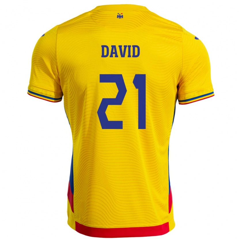 Danxen Kvinder Rumænien Gabriel David #21 Gul Hjemmebane Spillertrøjer 24-26 Trøje T-Shirt