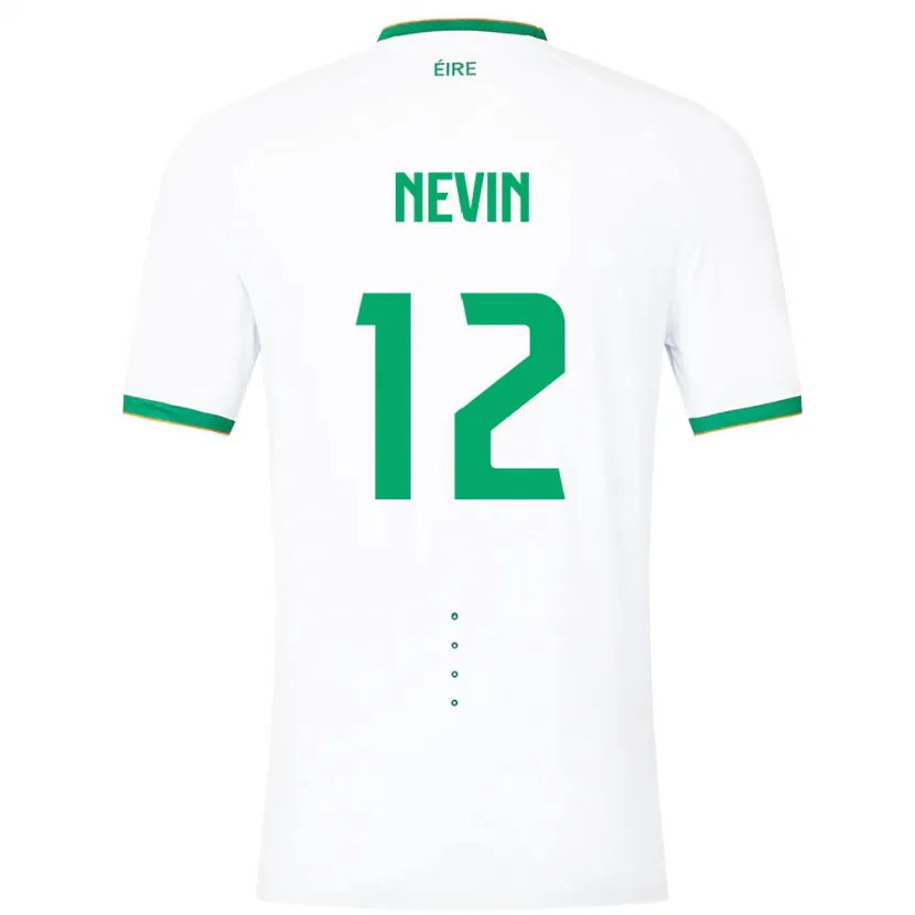 Danxen Kvinder Irland Harry Nevin #12 Hvid Udebane Spillertrøjer 24-26 Trøje T-Shirt