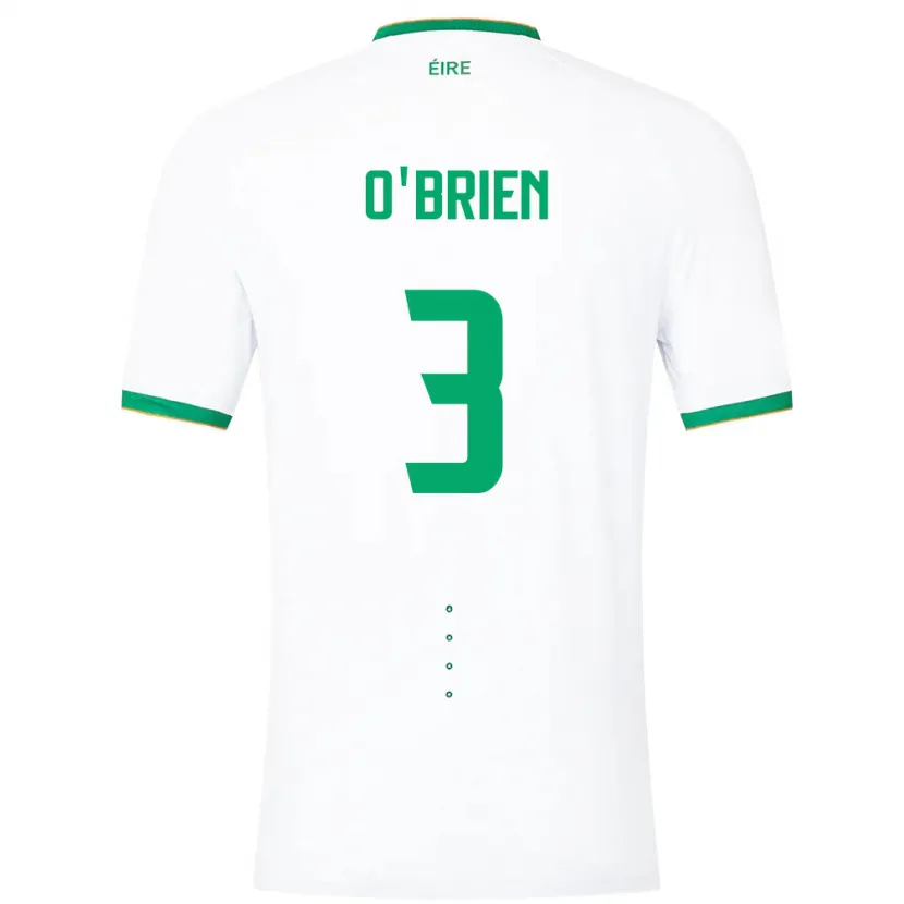 Danxen Kvinder Irland Luke O'brien #3 Hvid Udebane Spillertrøjer 24-26 Trøje T-Shirt