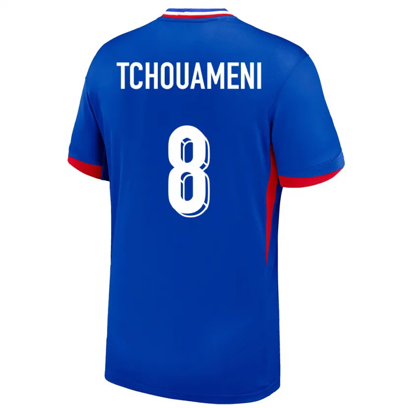 Danxen Børn Frankrig Aurelien Tchouameni #8 Blå Hjemmebane Spillertrøjer 24-26 Trøje T-Shirt