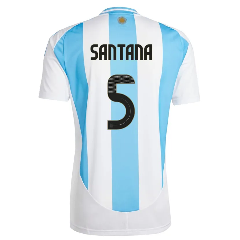 Danxen Børn Argentina Vanesa Santana #5 Hvid Blå Hjemmebane Spillertrøjer 24-26 Trøje T-Shirt