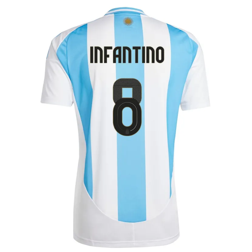 Danxen Børn Argentina Gino Infantino #8 Hvid Blå Hjemmebane Spillertrøjer 24-26 Trøje T-Shirt
