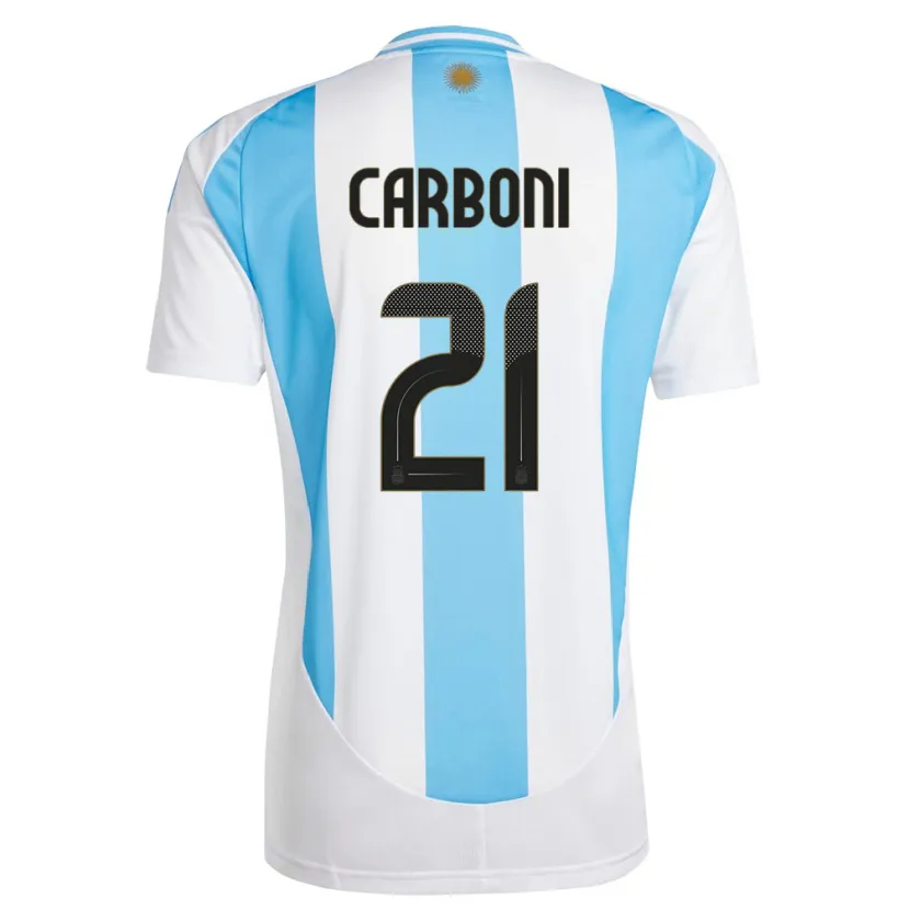 Danxen Børn Argentina Valentin Carboni #21 Hvid Blå Hjemmebane Spillertrøjer 24-26 Trøje T-Shirt