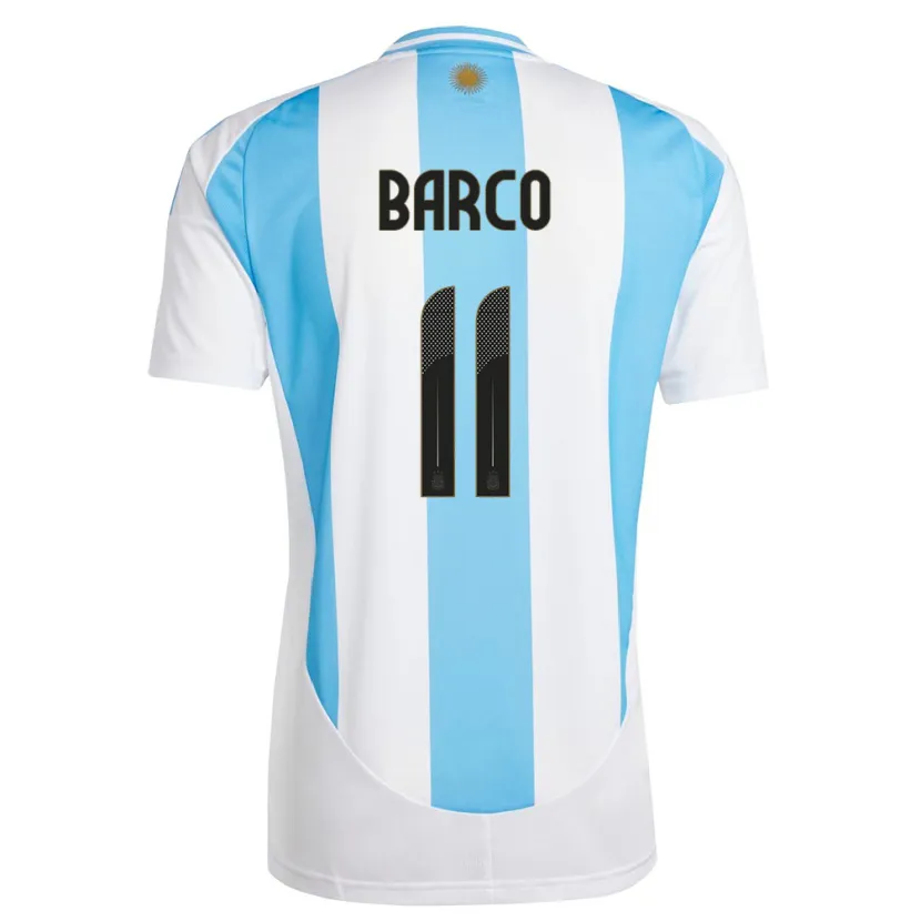 Danxen Børn Argentina Ezequiel Barco #11 Hvid Blå Hjemmebane Spillertrøjer 24-26 Trøje T-Shirt