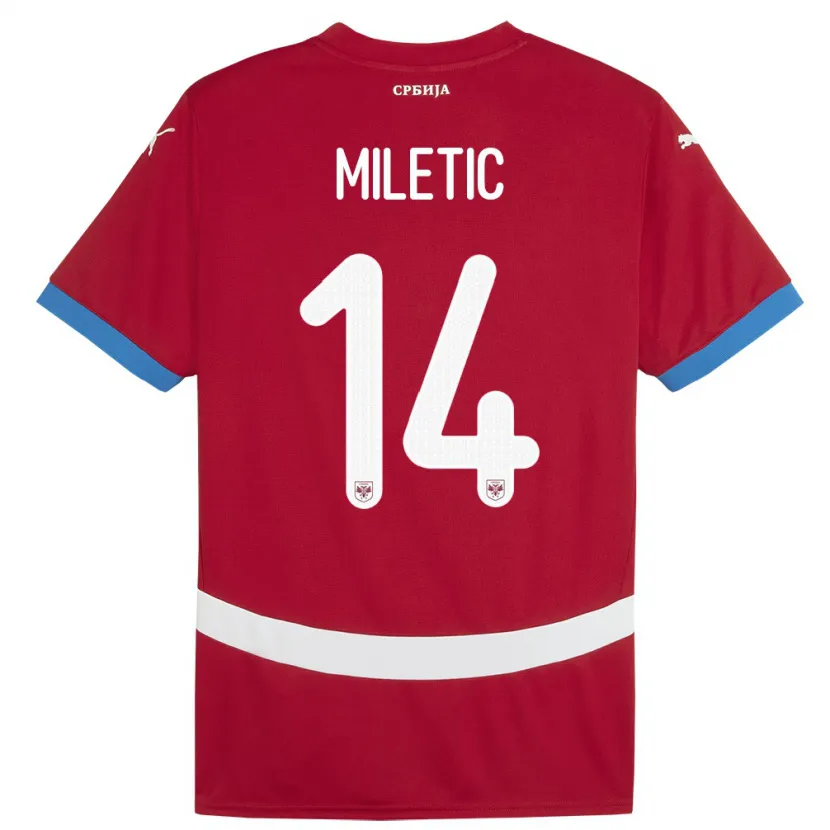 Danxen Børn Serbien Vladimir Miletic #14 Rød Hjemmebane Spillertrøjer 24-26 Trøje T-Shirt