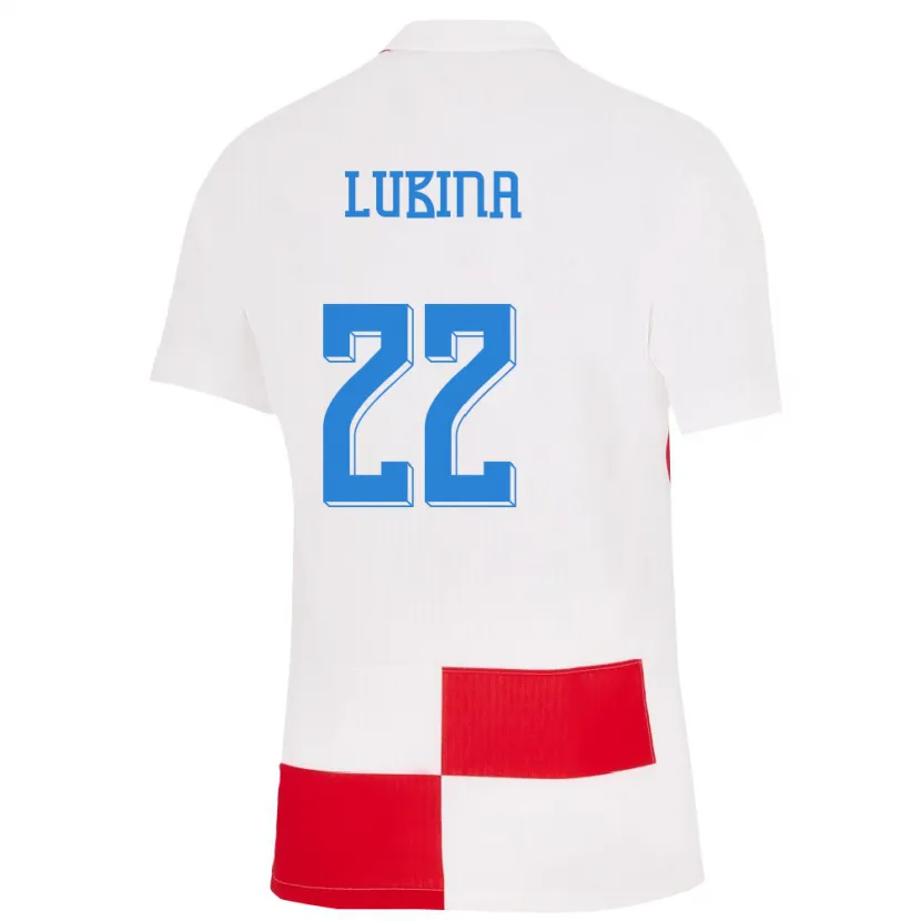 Danxen Børn Kroatien Anela Lubina #22 Hvid Rød Hjemmebane Spillertrøjer 24-26 Trøje T-Shirt