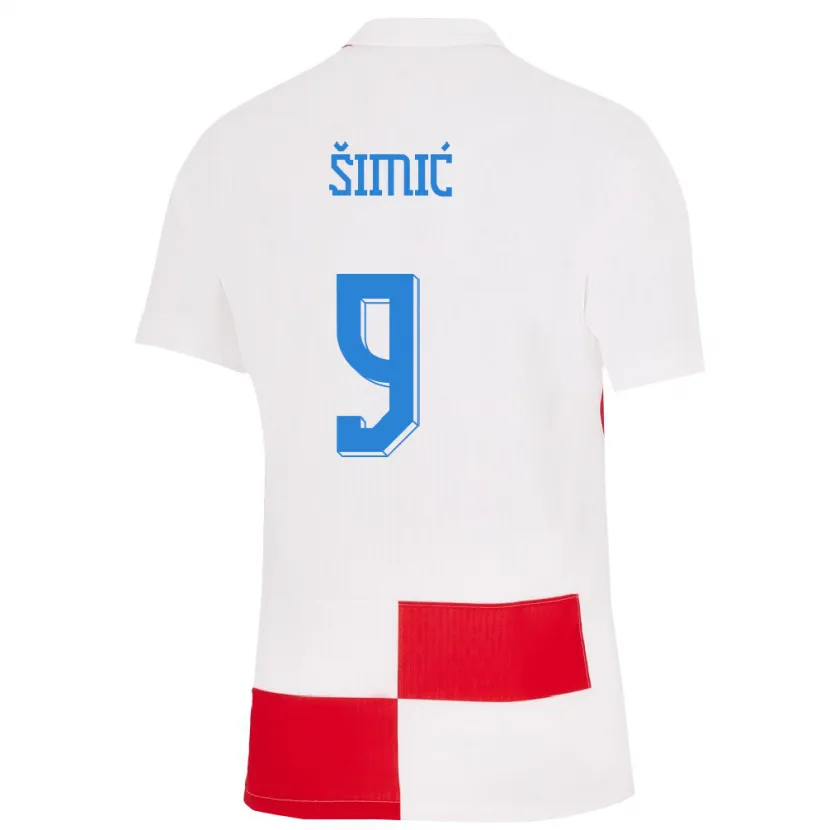 Danxen Børn Kroatien Roko Simic #9 Hvid Rød Hjemmebane Spillertrøjer 24-26 Trøje T-Shirt