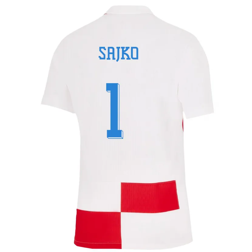 Danxen Børn Kroatien Tin Sajko #1 Hvid Rød Hjemmebane Spillertrøjer 24-26 Trøje T-Shirt