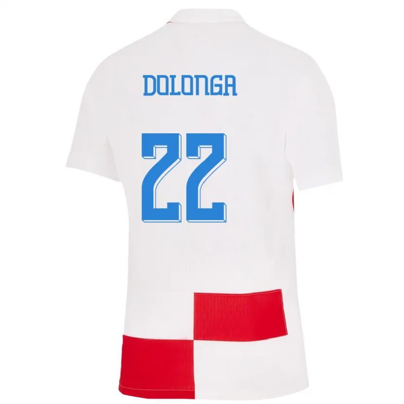Danxen Børn Kroatien Niko Dolonga #22 Hvid Rød Hjemmebane Spillertrøjer 24-26 Trøje T-Shirt