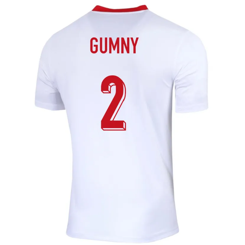 Danxen Børn Polen Robert Gumny #2 Hvid Hjemmebane Spillertrøjer 24-26 Trøje T-Shirt