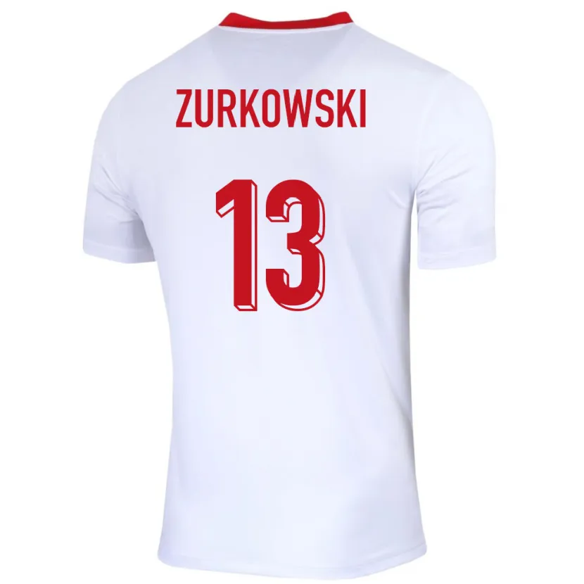 Danxen Børn Polen Szymon Zurkowski #13 Hvid Hjemmebane Spillertrøjer 24-26 Trøje T-Shirt