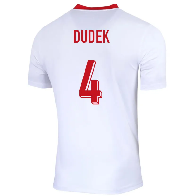 Danxen Børn Polen Paulina Dudek #4 Hvid Hjemmebane Spillertrøjer 24-26 Trøje T-Shirt