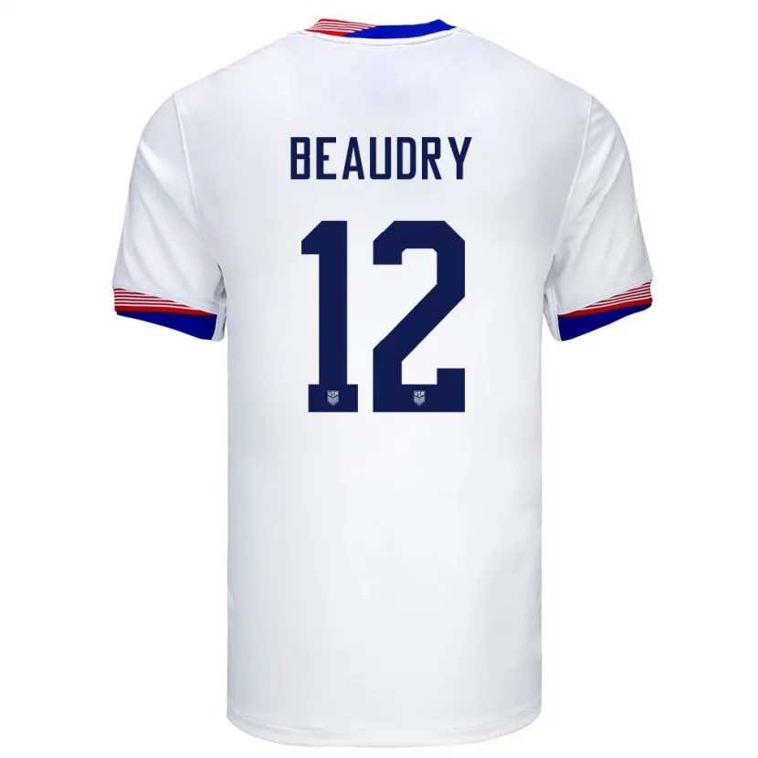 Danxen Børn Usa Adam Beaudry #12 Hvid Hjemmebane Spillertrøjer 24-26 Trøje T-Shirt