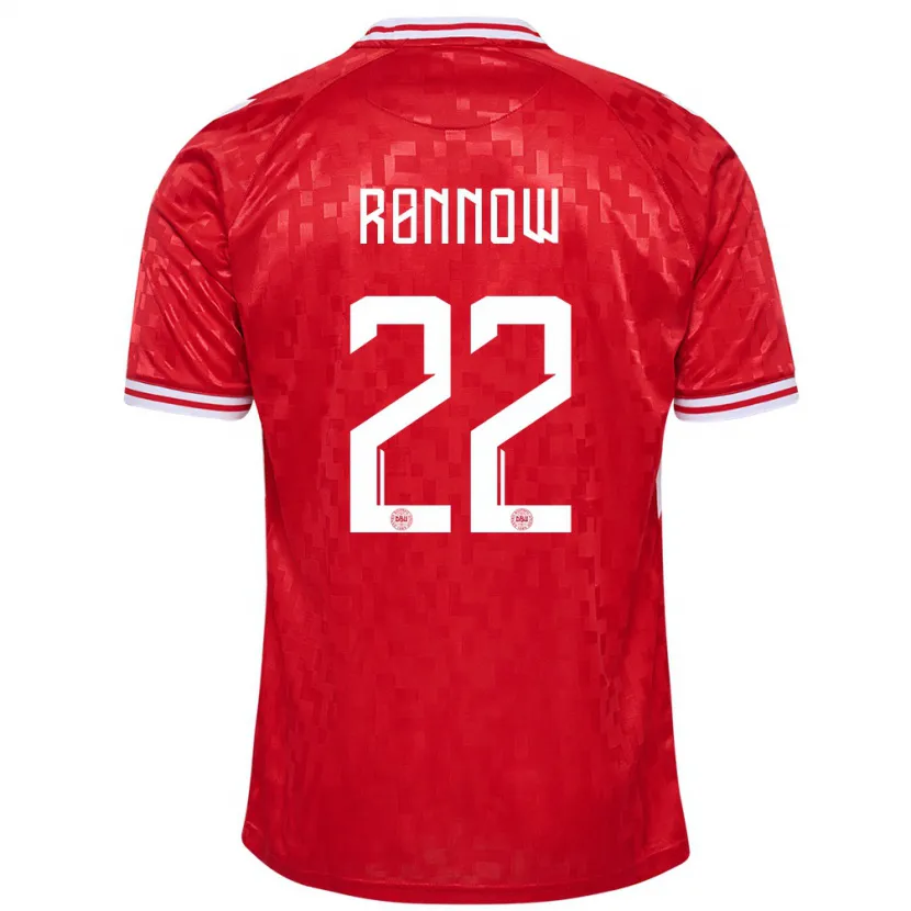 Danxen Børn Danmark Frederik Rønnow #22 Rød Hjemmebane Spillertrøjer 24-26 Trøje T-Shirt