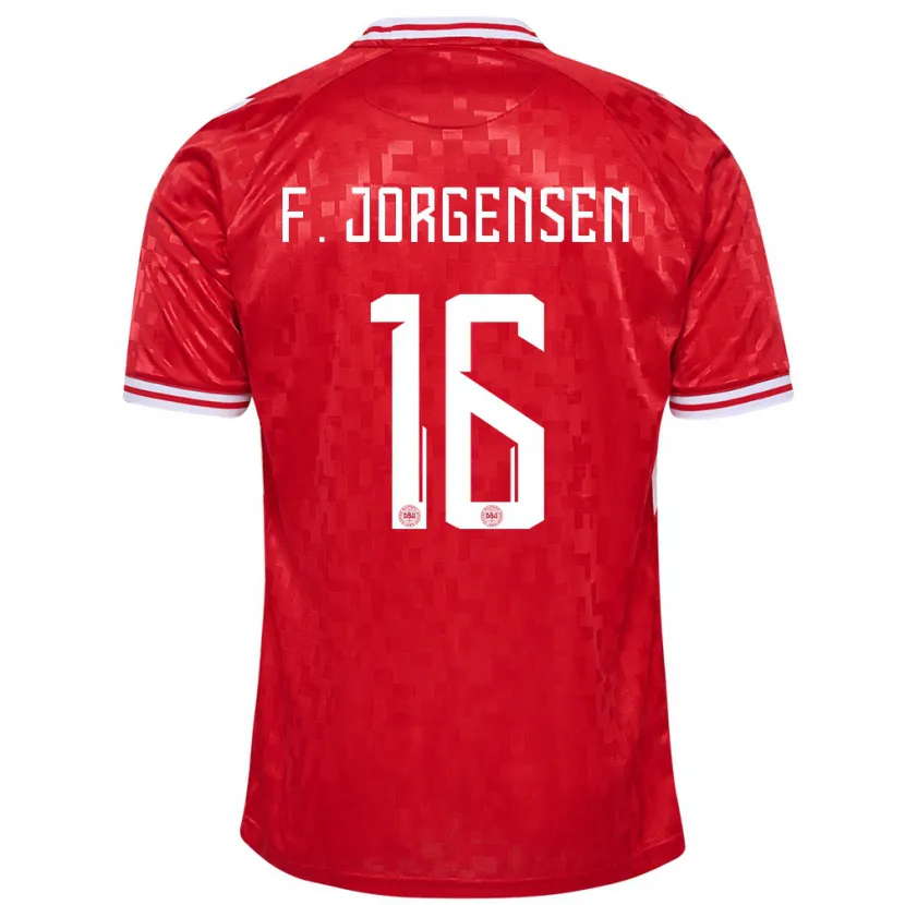 Danxen Børn Danmark Filip Jorgensen #16 Rød Hjemmebane Spillertrøjer 24-26 Trøje T-Shirt