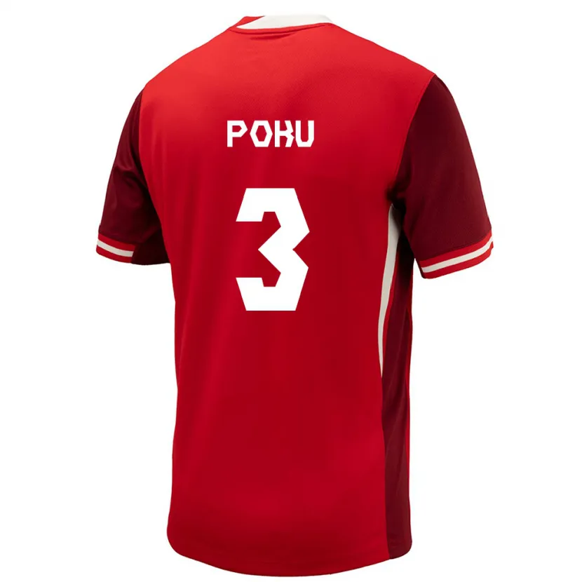 Danxen Børn Canada Kwasi Poku #3 Rød Hjemmebane Spillertrøjer 24-26 Trøje T-Shirt