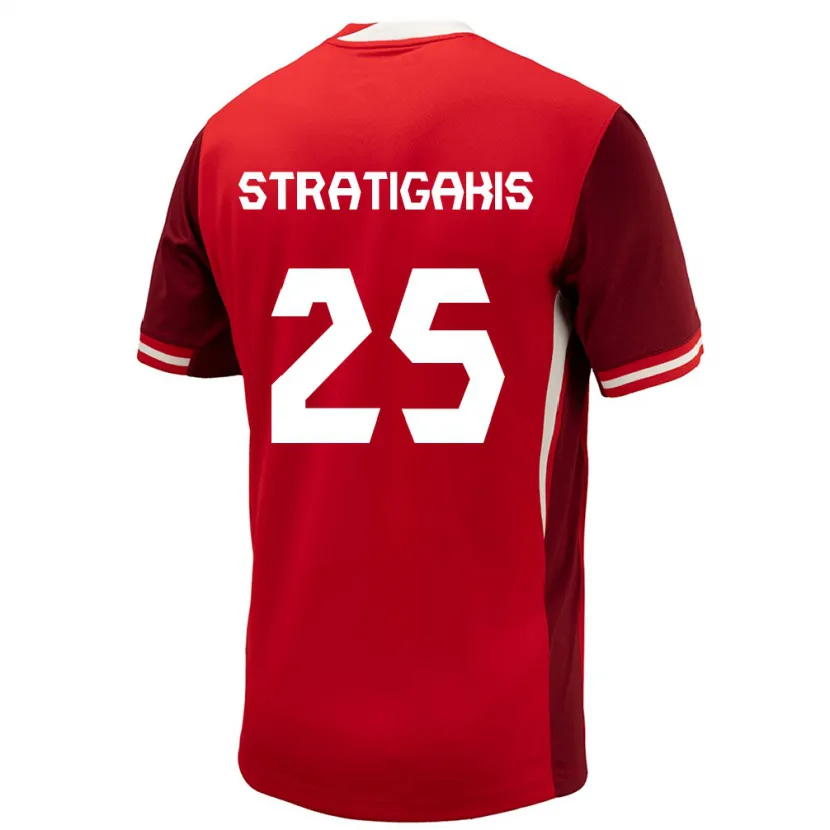 Danxen Børn Canada Sarah Stratigakis #25 Rød Hjemmebane Spillertrøjer 24-26 Trøje T-Shirt