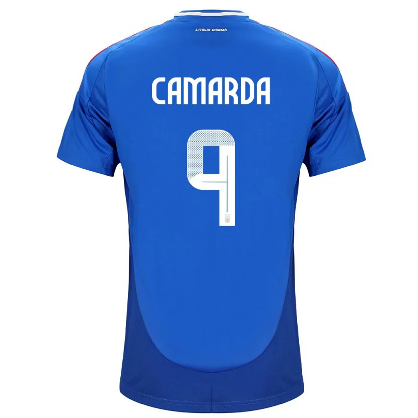 Danxen Børn Italien Francesco Camarda #9 Blå Hjemmebane Spillertrøjer 24-26 Trøje T-Shirt