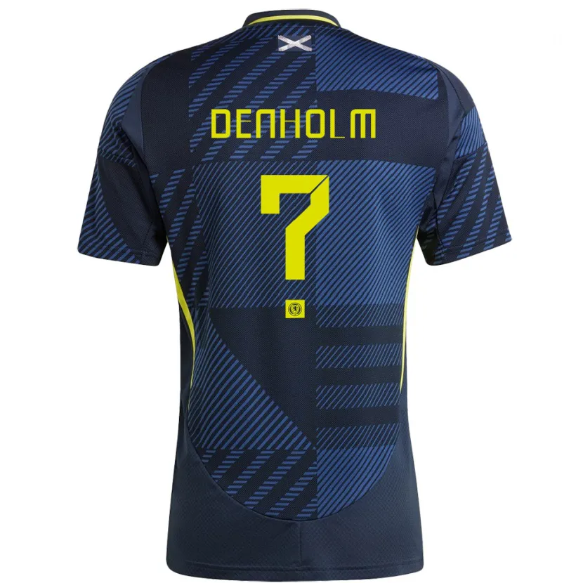 Danxen Børn Skotland Aidan Denholm #0 Mørkeblå Hjemmebane Spillertrøjer 24-26 Trøje T-Shirt