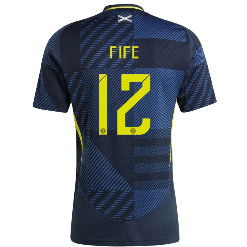 Danxen Børn Skotland Jenna Fife #12 Mørkeblå Hjemmebane Spillertrøjer 24-26 Trøje T-Shirt