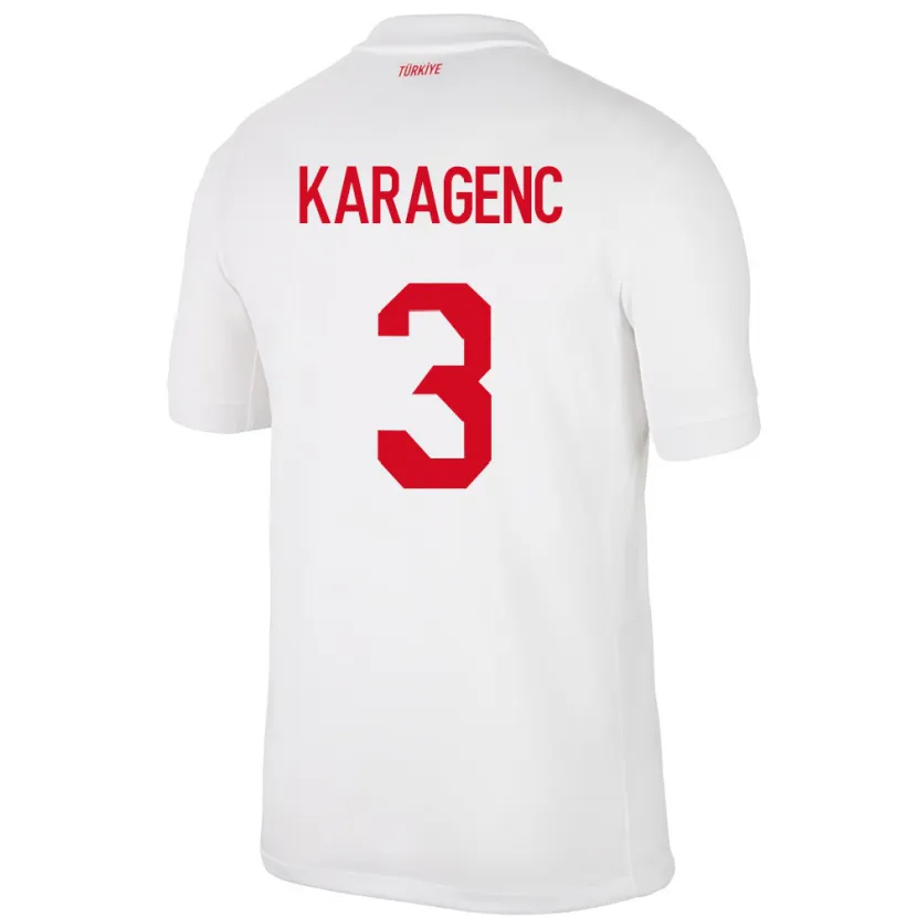 Danxen Børn Tyrkiet Didem Karagenç #3 Hvid Hjemmebane Spillertrøjer 24-26 Trøje T-Shirt