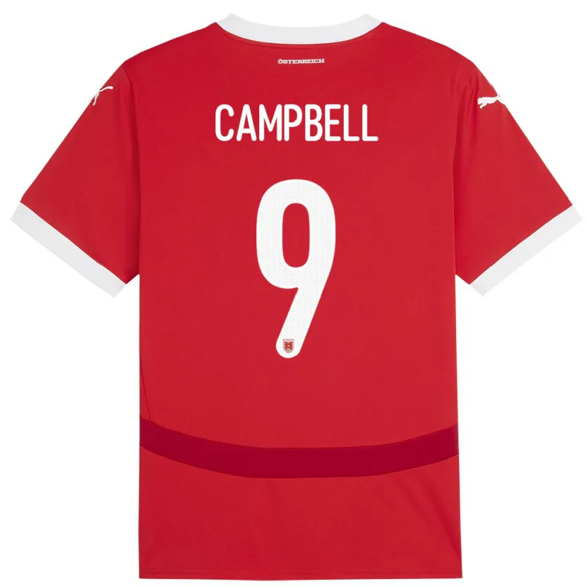 Danxen Børn Østrig Eileen Campbell #9 Rød Hjemmebane Spillertrøjer 24-26 Trøje T-Shirt