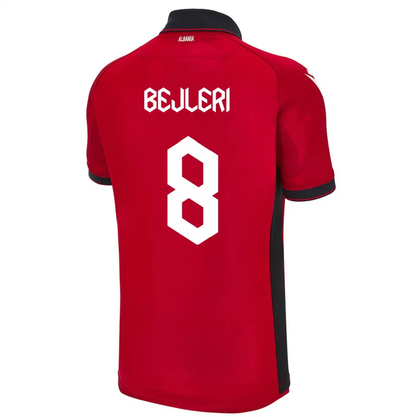 Danxen Børn Albanien Markela Bejleri #8 Rød Hjemmebane Spillertrøjer 24-26 Trøje T-Shirt