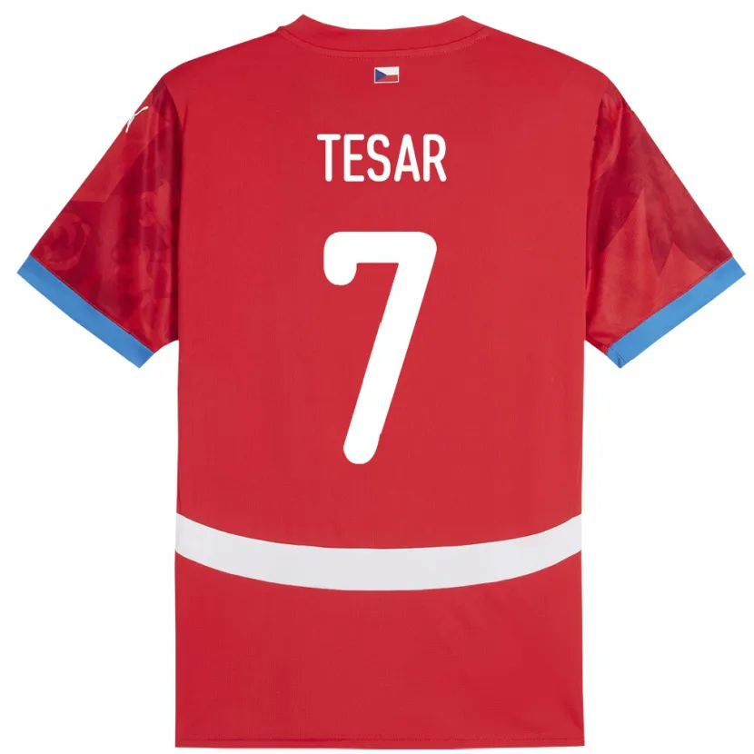 Danxen Børn Tjekkiet Simon Tesar #7 Rød Hjemmebane Spillertrøjer 24-26 Trøje T-Shirt