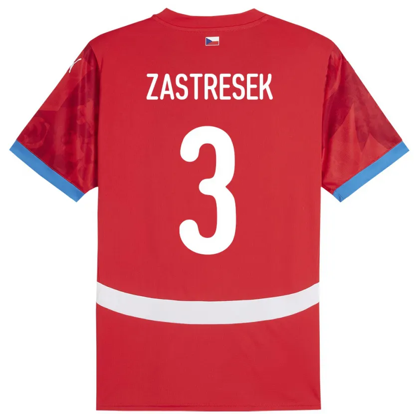 Danxen Børn Tjekkiet Matous Zastresek #3 Rød Hjemmebane Spillertrøjer 24-26 Trøje T-Shirt