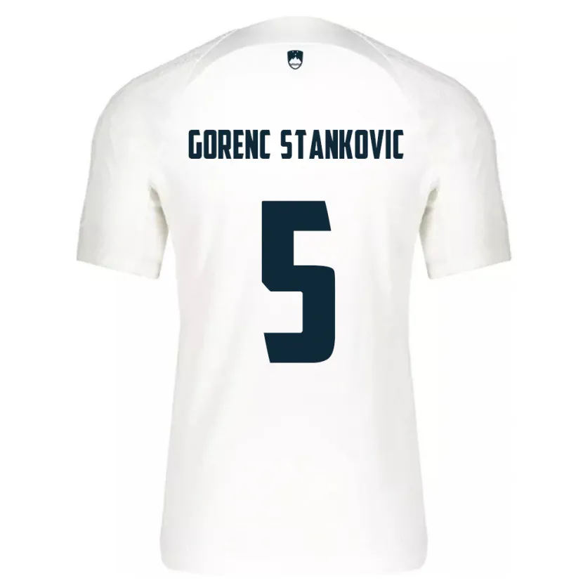 Danxen Børn Slovenien Jon Gorenc Stankovic #5 Hvid Hjemmebane Spillertrøjer 24-26 Trøje T-Shirt