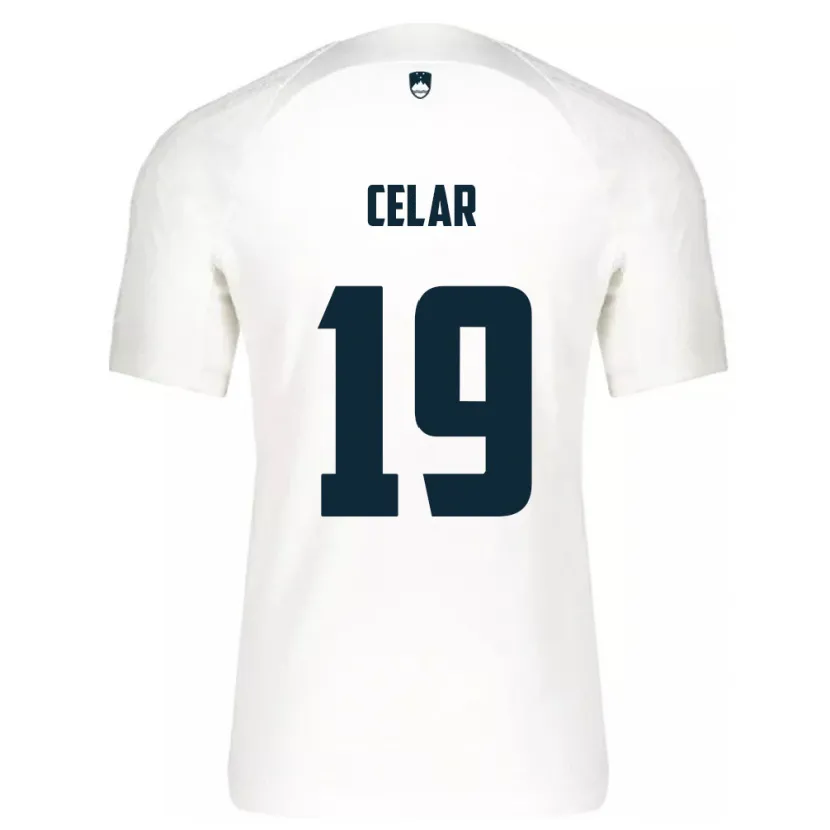 Danxen Børn Slovenien Zan Celar #19 Hvid Hjemmebane Spillertrøjer 24-26 Trøje T-Shirt