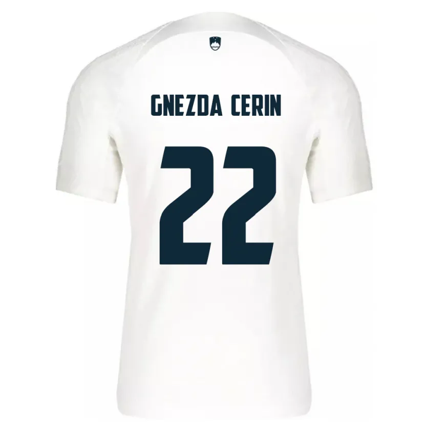 Danxen Børn Slovenien Adam Gnezda Cerin #22 Hvid Hjemmebane Spillertrøjer 24-26 Trøje T-Shirt