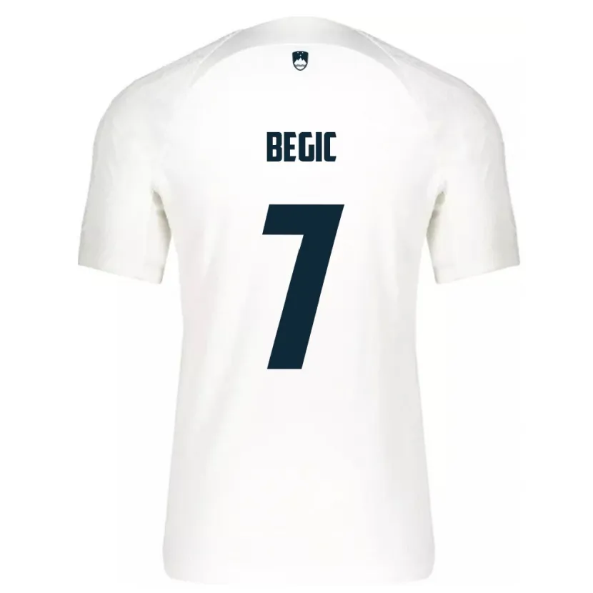 Danxen Børn Slovenien Tjas Begic #7 Hvid Hjemmebane Spillertrøjer 24-26 Trøje T-Shirt