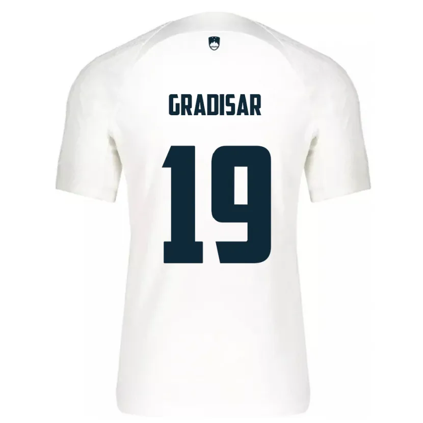 Danxen Børn Slovenien Nejc Gradisar #19 Hvid Hjemmebane Spillertrøjer 24-26 Trøje T-Shirt